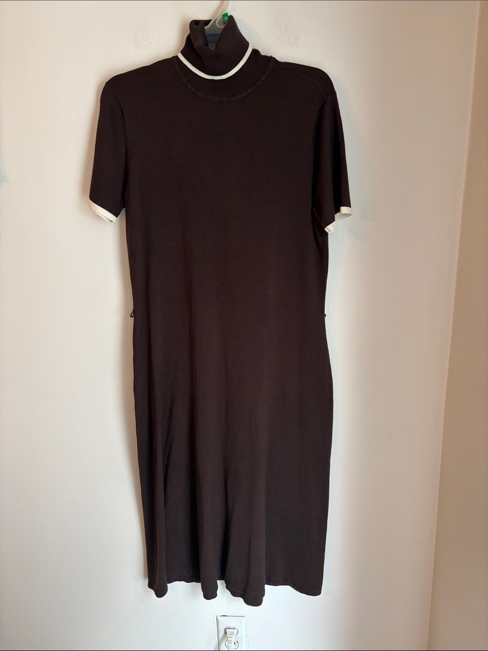Lauren Ralph Lauren silk knit brown Short-Sleeve knit Turtleneck Dress women XL